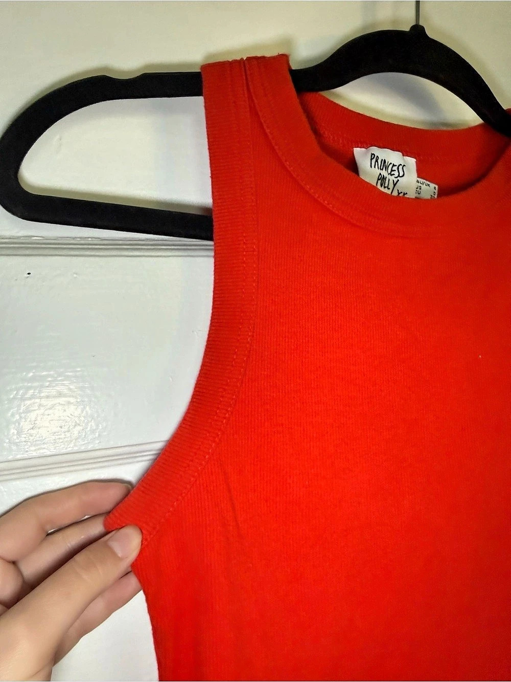 Princess Polly Ribbed Cropped High Neck Tank Top Red Size 0 Like New Tomato Girl - Picture 7 of 10